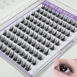 10 Reihen Selbstklebende Cluster Wimpern – 100 Büschel Pre-Glue Wimpernverlängerung mit Soft Band (12mm, D-Curl, Wiederverwendbar)