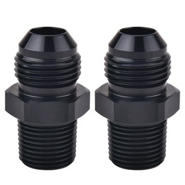 EVIL ENERGY 10AN Male Flare to 1/2" NPT Pipe Fitting Adapter Aluminum Straight Black 2PCS