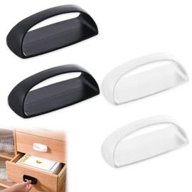 YACHUN Drawer Handles, Set of 4, Double Sided Tape Pulls, Sliding Door Handles, No Drilling Required, Easy Installation, For Windows, Screens, Drawers, Cupboards, Doors, Auxiliary Handles (Black +