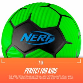 Nerf Kids Foam Mini Soccer Ball - Proshot Youth Soccer Ball - 7" Indoor + Outdoor Toy for Kids + Toddlers - Green/Blue