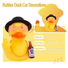 Mwmoeen Rubber Duck Car Dashboard Decorations Duck Car Ornaments with Top Hat Sunglasses Nice Prop for Car Accessories, 9 cm