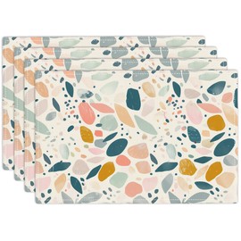 Funny Placemats Set of 4, Abstract Place Mats Table Mats for Kitchen Dining Table Kitchen Decor Linen 12x18 Inch