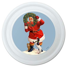 GRAPHICS & MORE Christmas Holiday Santa Claus with Dog Cat Wreath Novelty 9" Flying Disc