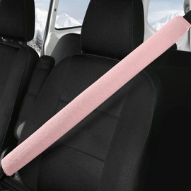 LACDL Extra Long Seatbelt Covers Super Soft Furry for Adults Kids Women & Men, Thick Plush Full Car Seat Belt Strap Cushion, Fluffy Shoulder Pad Protector, Auto Interior Accessories, 1pc, Pink, 39.5in