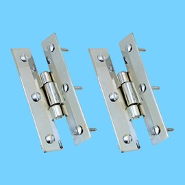 Renovators Supply Manufacturing Kitchen Cabinet Hinges Single Pack H-Shape Flush Mounted Cabinet Window Door Hinges Solid Cast Brass Chrome Polished Furniture Hardware with Mounting Screws Pack of 2