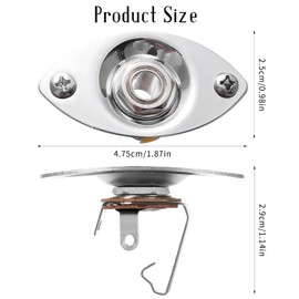 Guitar Output Jack Plate 6.35mm Electric Guitar Input Jack 1/4" Oval Guitar Jack Guitar Jack Plate Output Plug Socket for Mono Electric Guitar