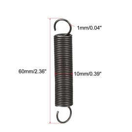 TOP-VIGOR 1Pcs Extension Compressed Spring, 1mm Wire Dia, 10mm OD, 60mm Free Length Durable Steel Compression Springs, Small Dual Hook Extended Tension Springs