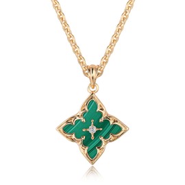 LOYATA Gold Clover Necklace for Women 14K Gold Plated Cubic Zirconia Four Leaf Clover Necklace Lucky Charm Dainty Simple Gold Pendant Necklace for Women Jewelry