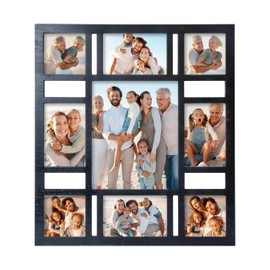 MONT PLEASANT Picture Frame Collage Wall Decor, 4x6, 8x10 & 4x4 Photo Display - 9 Openings Multiple Size Photo Black Collage Photo Frame for Wall Mounting