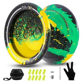 WATIEOBOO Yoyo Professional,Metal Responsive Yoyo for Kids Beginners, Unresponsive Yoyo for Adults Intermediate-Advanced Players with Glove and 10 Replacement Yoyos Strings -Black Green Yellow