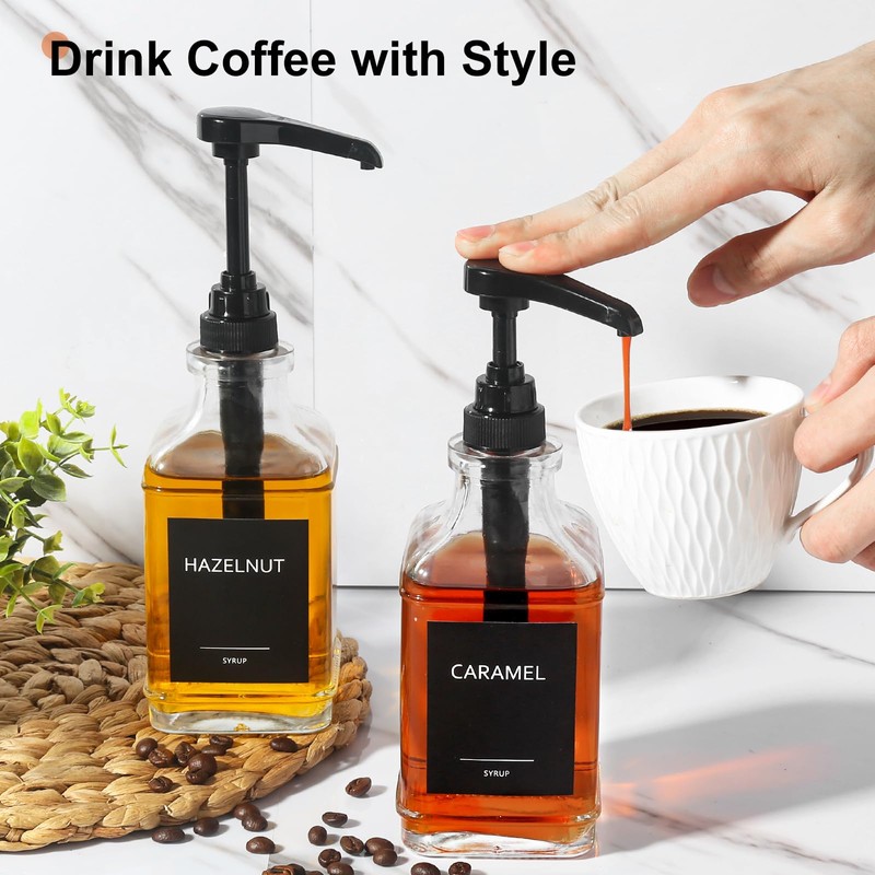 GMISUN Coffee Syrup Dispenser, 16.9 fl oz Syrup Pump Dispenser