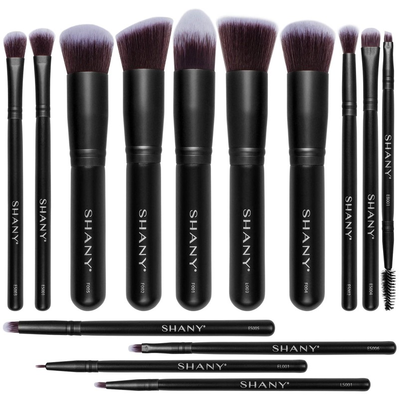 SHANY Makeup Brushes - Black Bombshell - 14-Piece Brush Set