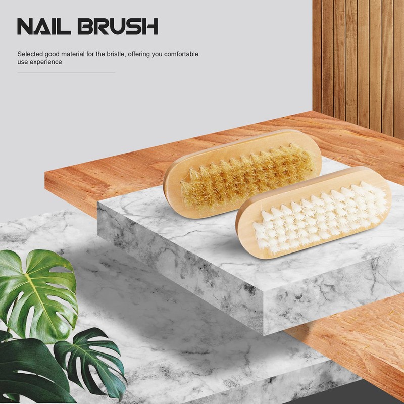 SAFIGLE 2Pcs Wooden Manicure Brush Double Sided Fingernail for Home