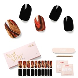 NAILOG Gel Nail Seal Curing Type (20 Pieces), Long Lasting, Salon Quality, 33mm Extra Long, Nail Stickers, Nail Kit, Glitter, Fall | Magma