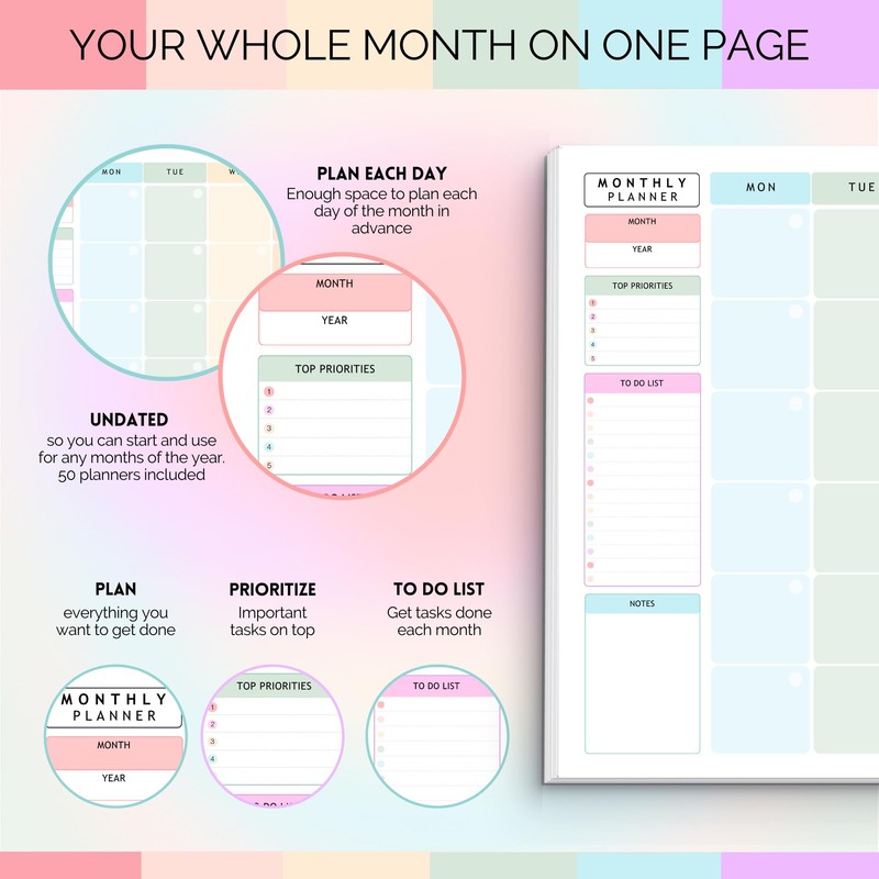Monthly To Do List Notepad | Monthly Planner Desk Pad,
