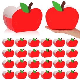 24 Pcs Apple Shaped Gift Box Bulk Back to School Candy Goodie Container 6.7 x 3.94 Inch Teacher Appreciation Paper Gift Box for Funny Classroom, School Homecoming Party Favor Supplies(Classic)