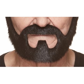 Mustaches Self Adhesive Fake Beard, Novelty, On Bail False Facial, Costume Accessory for Adults, Black Lustrous Color