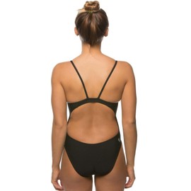 JOLYN Chevy Onesie - Fixed Back Women's Athletic One Piece Swimsuit, Medium-Full Coverage Bathing Suit for Competitive Swimming, Water Polo, Lifeguarding, Paddling, 26, Black