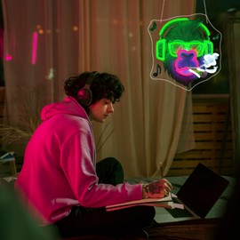 Gdbkabf Neon Sign, Gorilla Neon Signs for Wall Decor Neon LED Signs UV Printed Neon Light Up Signs Home Decor for Bedroom Man Cave Business Club Party Bars Shop Decoration USB Operated