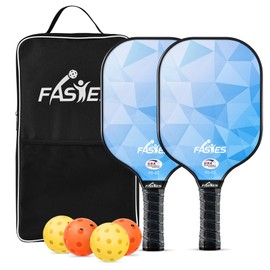 Fastes Pickleball Paddles Set of 2, USAPA Approved, Lightweight Pickle Ball Rackets 2 Pack with 4 Outdoor Indoor Balls, Polypropylene Honeycomb Core, Cushion Grip, Portable Carry Bag