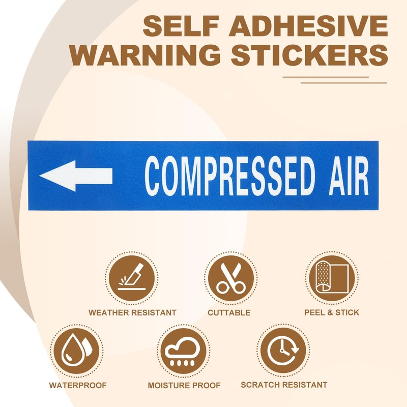 sourcing map Self-Stick "COMPRESSED AIR" Sticker Pipe Flow Arrow Marker