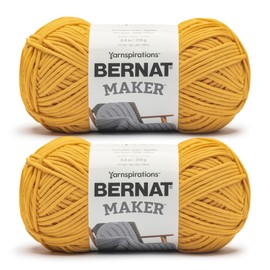 Bernat Maker Saffron Yarn - 2 Pack of 250g/8.8oz - 72% Cotton 28% Nylon - #5 Bulky - 290m/317Yards - for Knitting, Crochet and Amigurumi