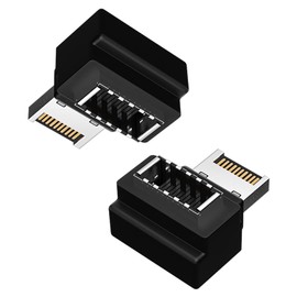 tunghey 2Pack 90 Degree USB Type E Adapter, Up Angle USB 3.2 Type E Male to Female Front Panel Internal Connector Adapter High Speed 10Gbps for USB C Header Motherboard
