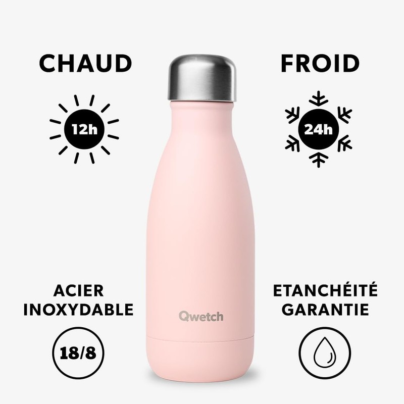 QWETCH - Isothermal Originals Bottle - Pastel Pink 260ml -