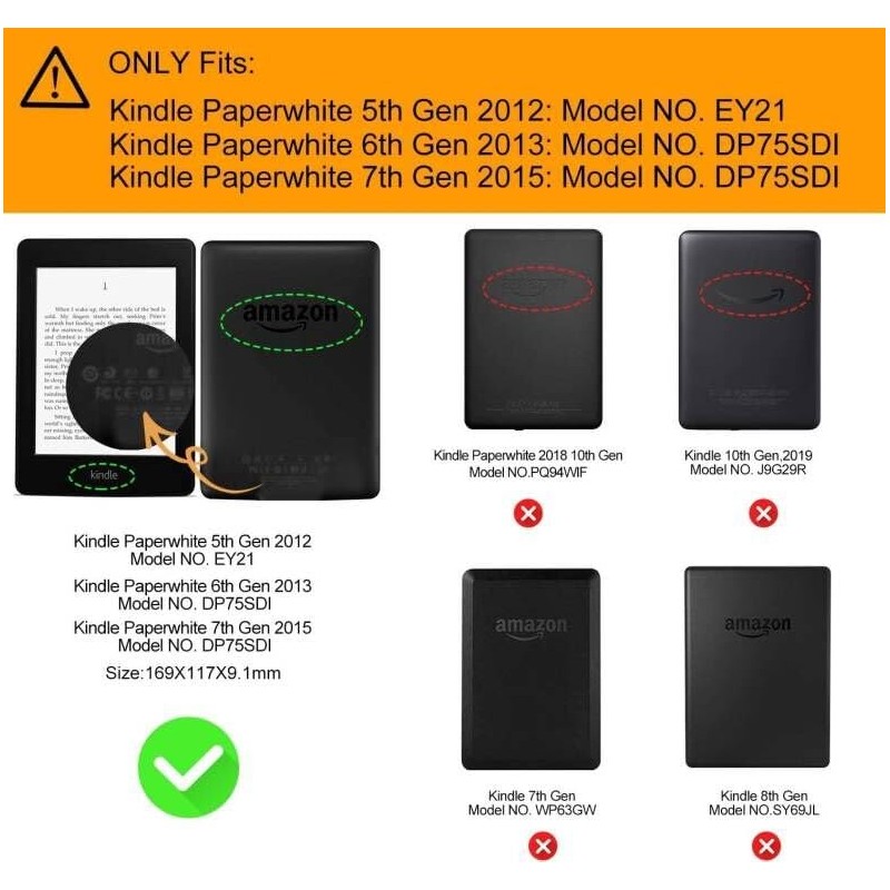 BYCeKe Case for 6" Kindle Paperwhite 2012-2017 (Model Number: EY21/DP75SDI)