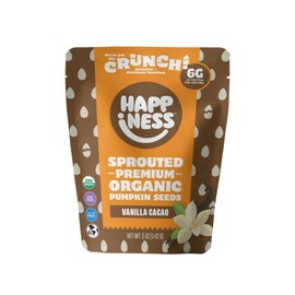 Happiness Foods™ Vanilla Cacao – Sprouted Organic Raw Pumpkin Seeds – High Protein, Certified USDA Organic, Non-GMO, Low Carb, Vegan, Gluten-Free, Mood Booster Snacks – 5 oz