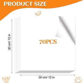 NEBURORA 70 Pcs White Butcher Paper 12 x 12 inch No Wax Disposable Butcher Paper Precut Square Wrapping Paper for Sublimation Smoking Meats