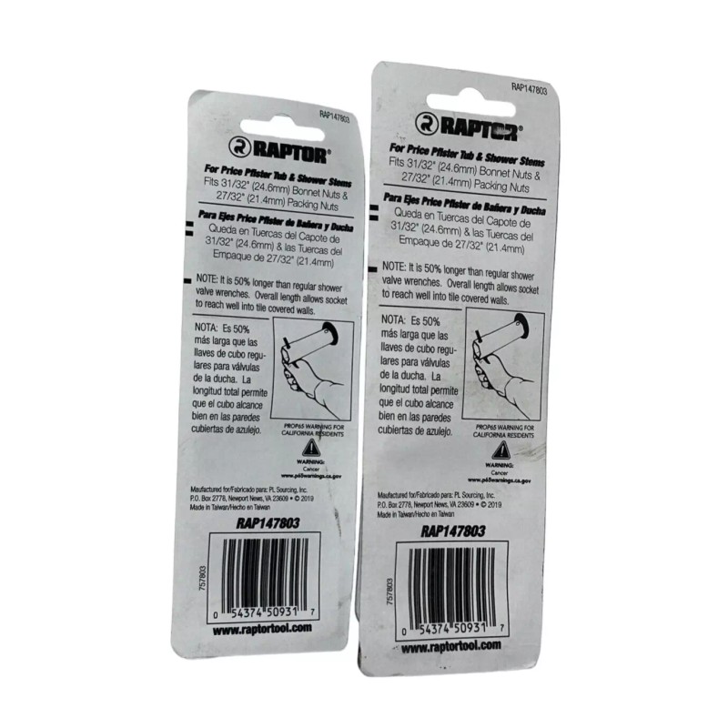 Raptor 31/32 Bonnet 27/32 Packing Nut Shower Valve Socket Wrench