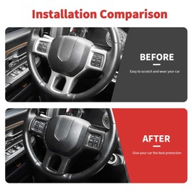 SQQP Steering Wheel Cover Trim Interior Decoration Accessories for 2011-2018 Dodge Ram1500 2500 3500 (Carbon Fiber)