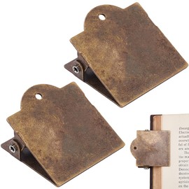 craspire Metal Book Clip in Vintage Style Blank Antique Bronze Notepad Clips for Travelers Small Binder Clips Page Holder for Documents File Organiser Junk Journaling Planner Cookbook
