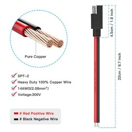 ELECTOP - Cable de extensión de conector SAE, enchufe de desconexión rápida SAE Power Cable de extensión automotriz SAE (2 unidades)