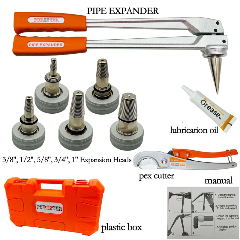 Purseter Manual PEX Pipe Expander Tool Kit with 5PCS be