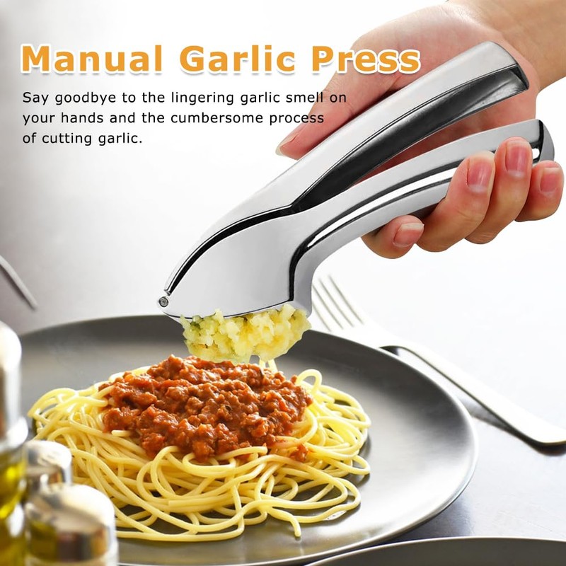 Premium Garlic Press, Heavy Duty Stainless Steel Garlic Crusher and