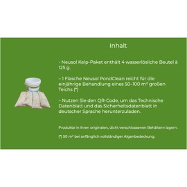Neusol PondClean - Preventive Biological Treatment for Ponds, Lakes and Fountains, Algae and Greenwater Control, Clears Water, Reduces Mud and Odors, 100% Safe for Aquatic Life