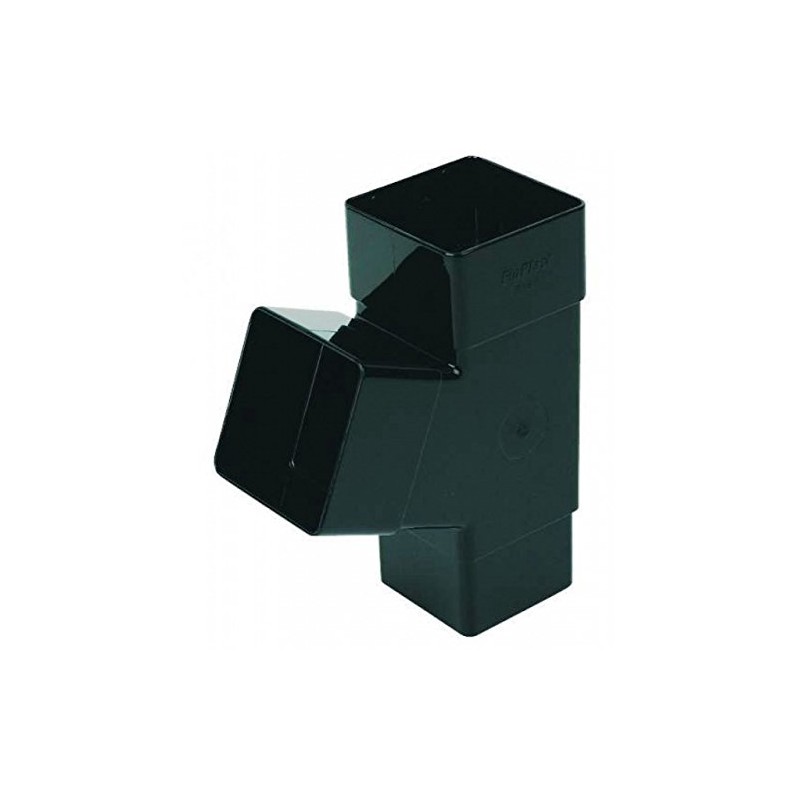 FLOPLAST 65mm Square 67 Degree Downpipe Branch - Black