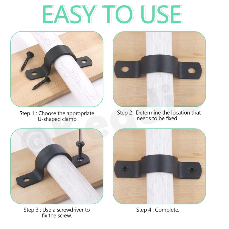 Keadic Black U-Clamps, Pipe Clamps for Indoor and Outdoor (25MM)