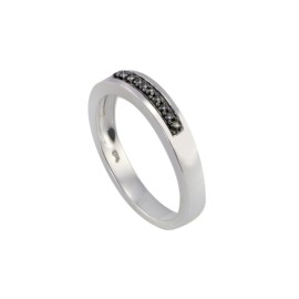 Jewelryland 925 Sterling Silver Genuine Black Diamond Ring .10 ct - 4mm Band Size 7.5
