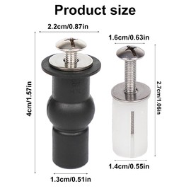 2 Pairs Toilet Seat Fixed Screw, Universal Toilet Seat Expansion Bolt Mounting Set, Screws for Toilet Seat Assortment, Toilet Seat Repair Parts (Black, White)