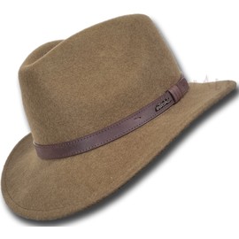 Oztrala Australian Wool Felt HAT Outback Vintage Fedora Men Women Leather Band Cowboy HW01 Classic (as1, Alpha, s, Brown)
