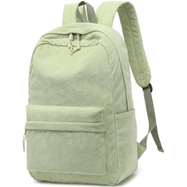 School Backpack for Teens Large Corduroy Bookbag Lightweight Girls Boys Casual High School College 17 inch Laptop Travel Bag, Grass Green, Daypack Backpacks