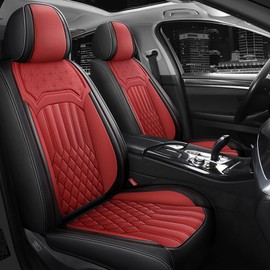 HHXT Car Seat Cover for Infiniti Q50 2014-2024, Waterproof Soft Seat Covers with Airbag Compatible, Automotive Interior Accessories Seat Cushions and Seat Protectors(Black&Red, 5 Seats)