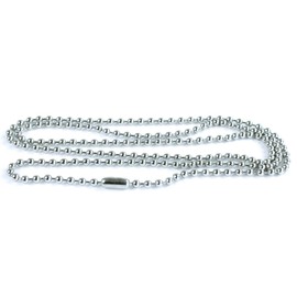 Ball Chain Dog Tag Necklace - 4 and 24 Inches Long - 2.4mm Bead Size - Matching Connector - Adjustable Metal Bead Chain - Multiple Pack Sizes - Black or Silver