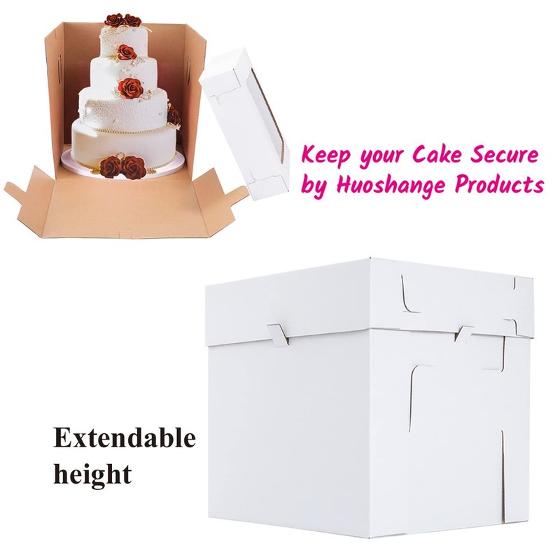 Huoshange Tall Cake Boxes for Tier Cakes,12x12x12 Inch [3 Pack