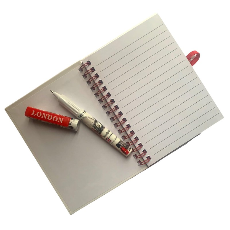 Famous London Icons A6 Notebook Notepad & Pen - Wire-bound