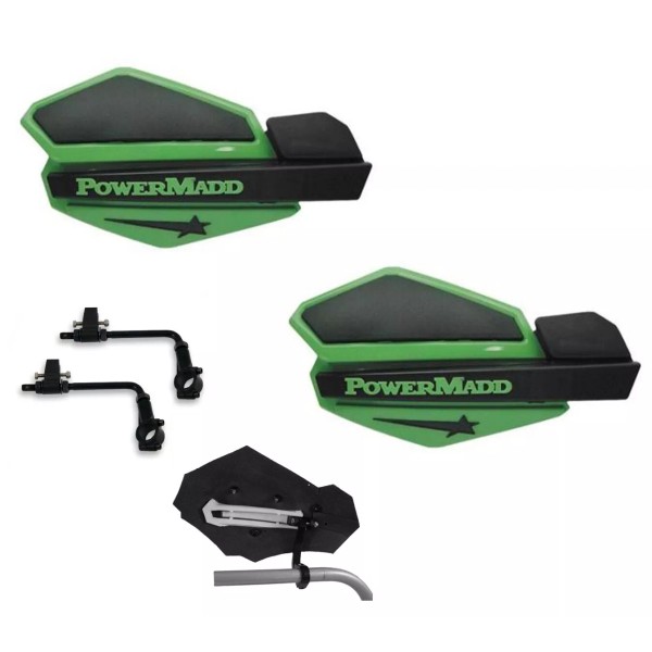PowerMadd Star Series Hand Guard Race Flare Tri Mount Green