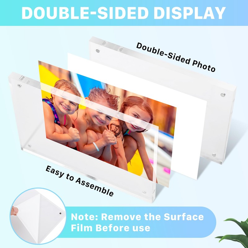 Cabaubl 5x7 Acrylic Picture Frames, 6 Pack Clear Acrylic Photo